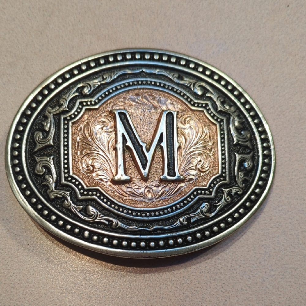 Montana Silversmiths Silver and Gold Western Belt Buckle Letter M